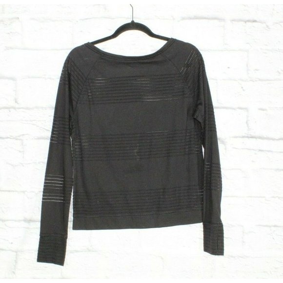 ATHLETA Black Eyelet Crewneck 3/4 Sleeves Blouse Size M - Picture 5 of 8